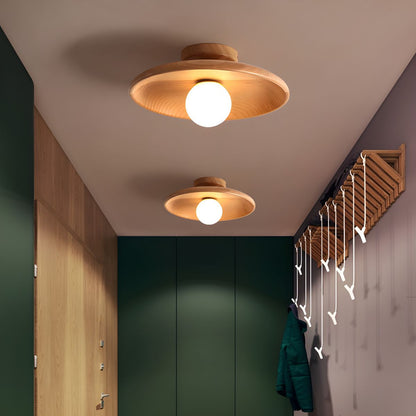 Wood Globe Flush Mount Ceiling Light Nordic Style | Lurvane