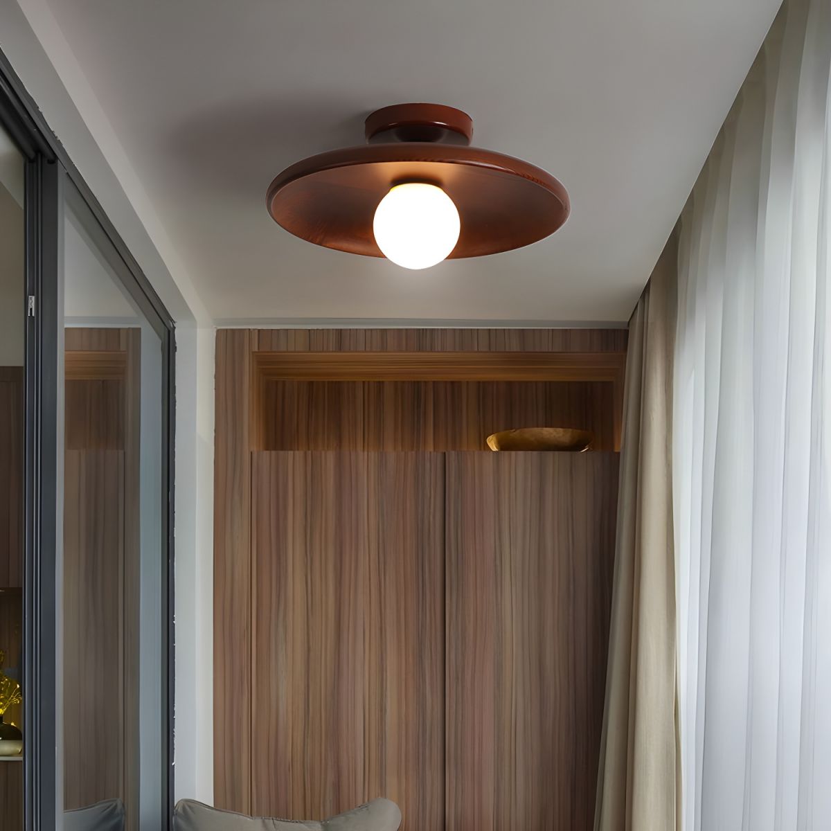 Wood Globe Flush Mount Ceiling Light Nordic Style | Lurvane