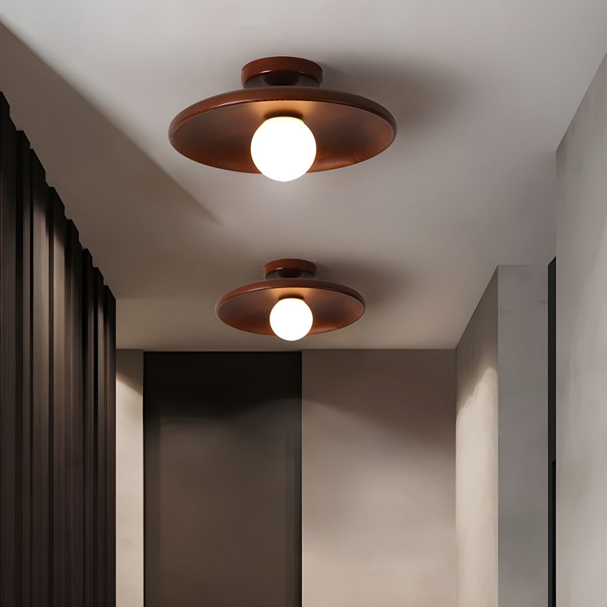 Wood Globe Flush Mount Ceiling Light Nordic Style | Lurvane