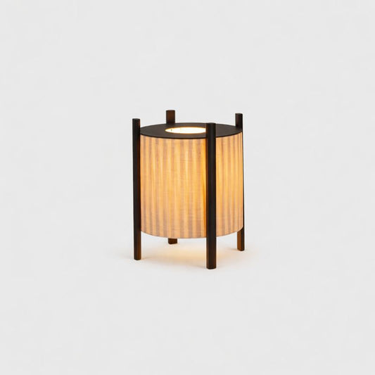Wood Grid Floor Lamp with Fabric Shade Wabi Sabi | Lelrixo
