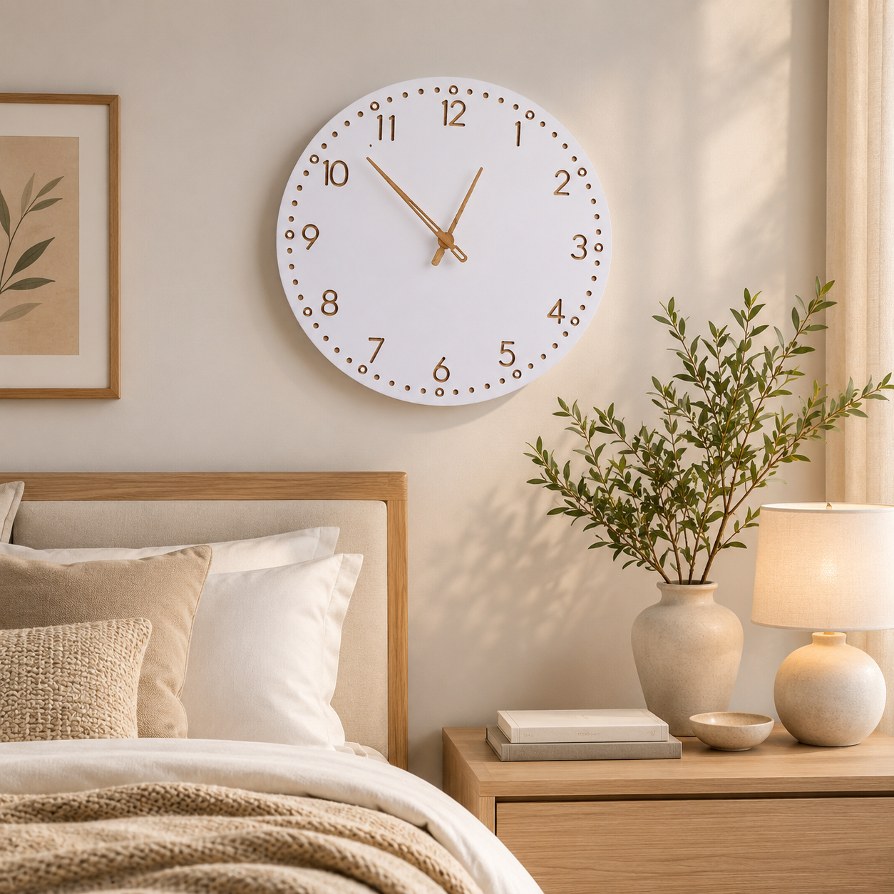 Wooden Finish Minimalist Wall Clock Silent Quartz | Halvern