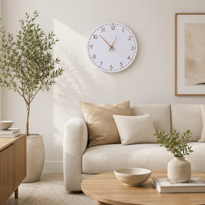 Wooden Finish Minimalist Wall Clock Silent Quartz | Halvern