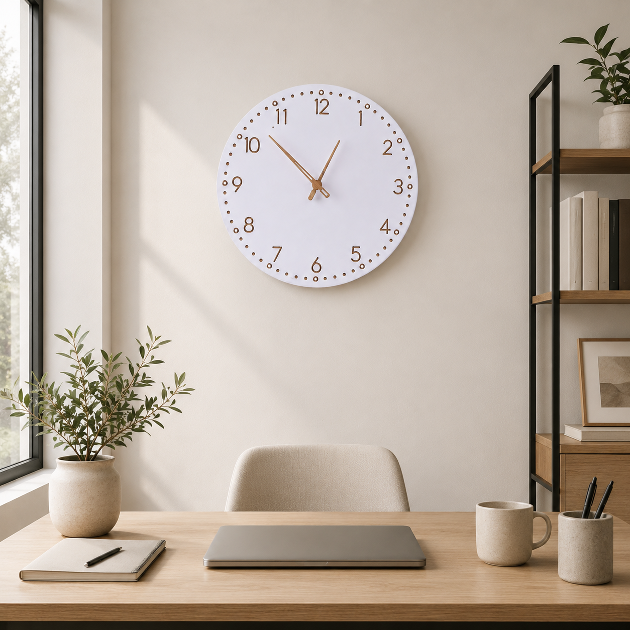 Wooden Finish Minimalist Wall Clock Silent Quartz | Halvern