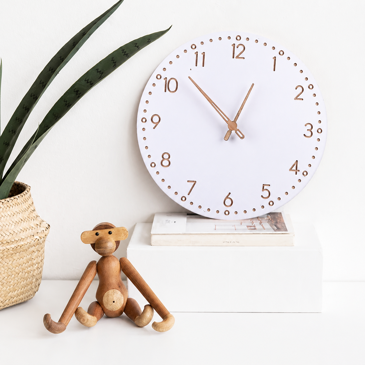 Wooden Finish Minimalist Wall Clock Silent Quartz | Halvern