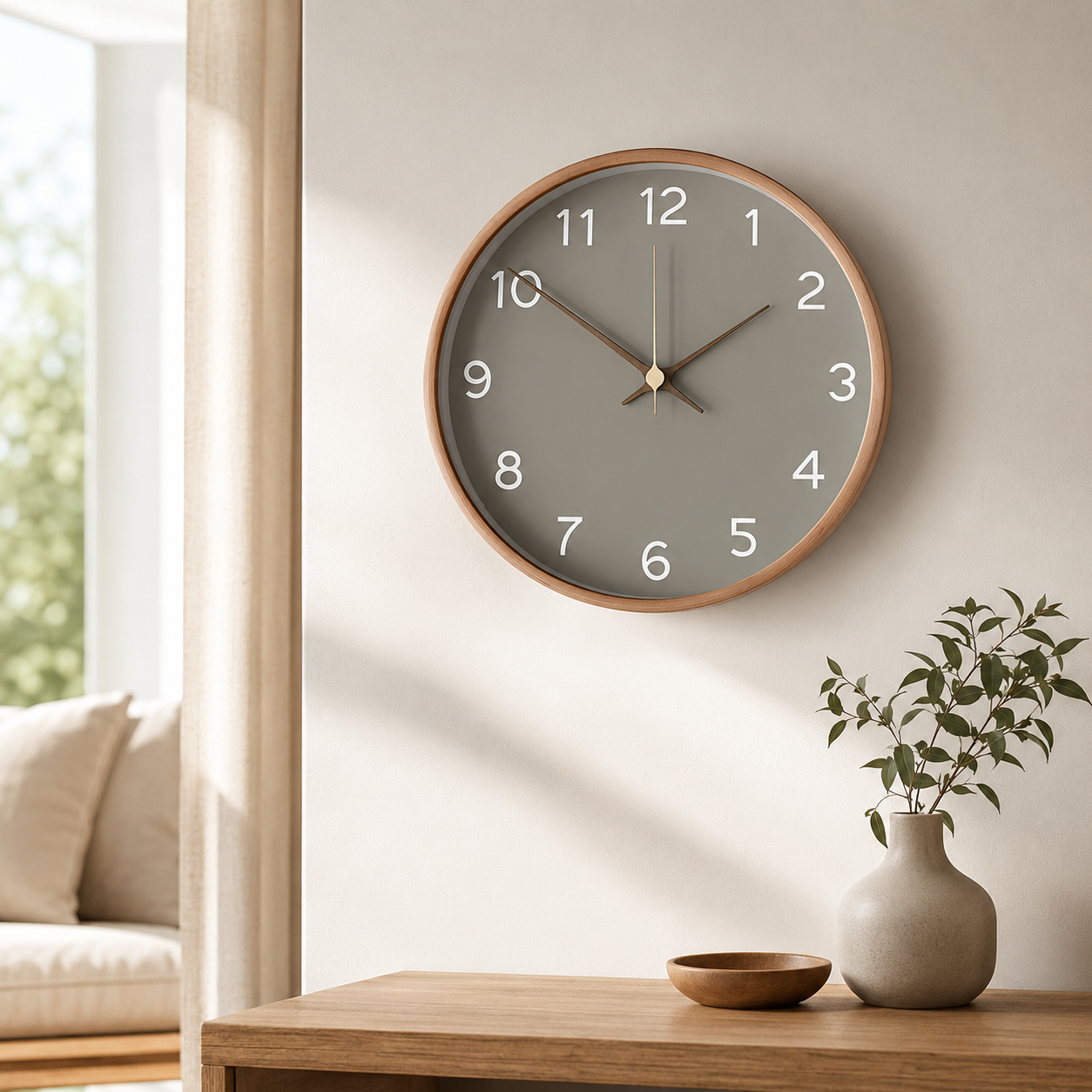 Wooden Nordic Wall Clock with Silent Sweep Movement | Veralin