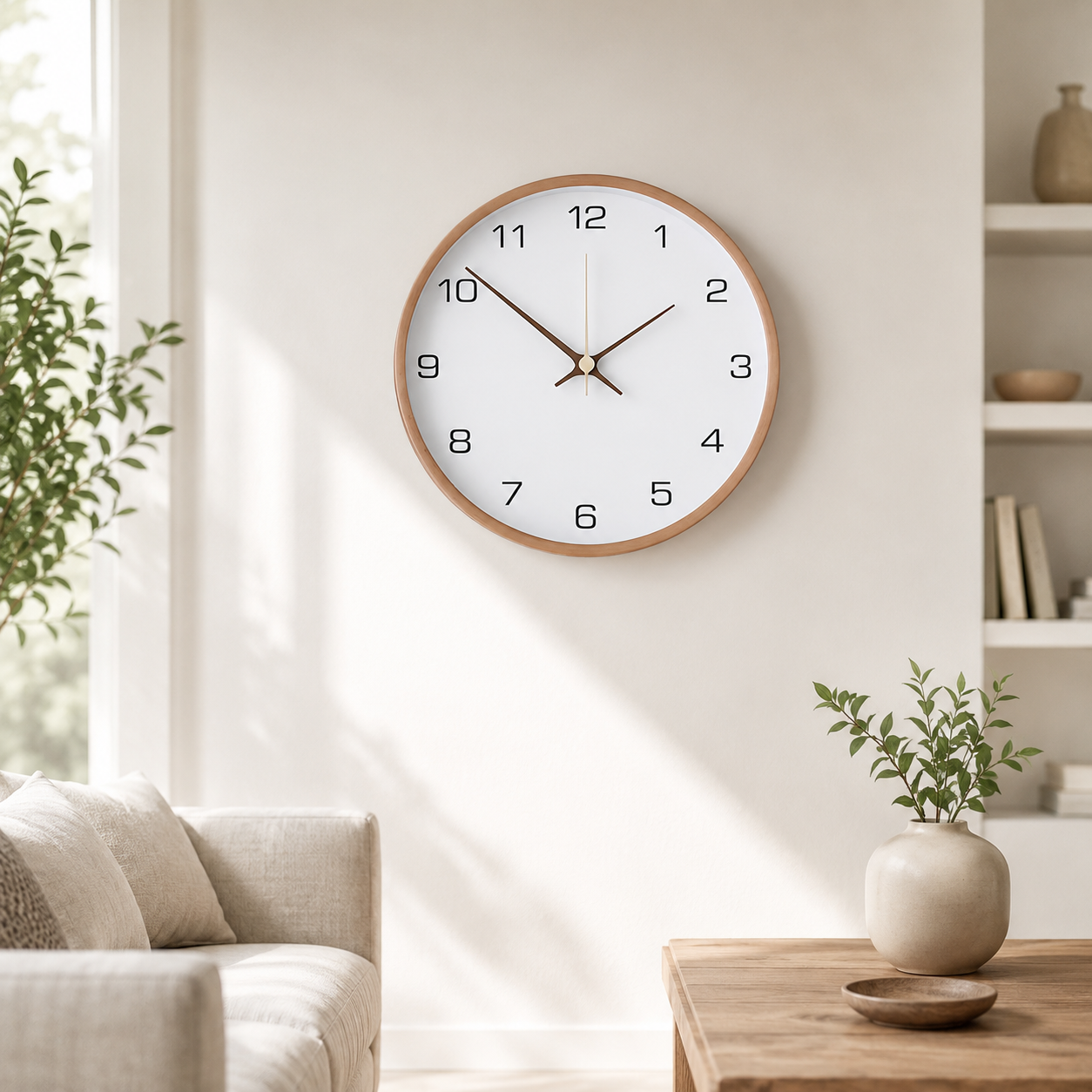 Wooden Nordic Wall Clock with Silent Sweep Movement | Veralin