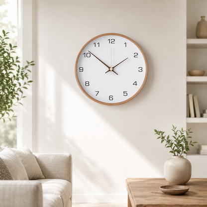 Wooden Nordic Wall Clock with Silent Sweep Movement | Veralin