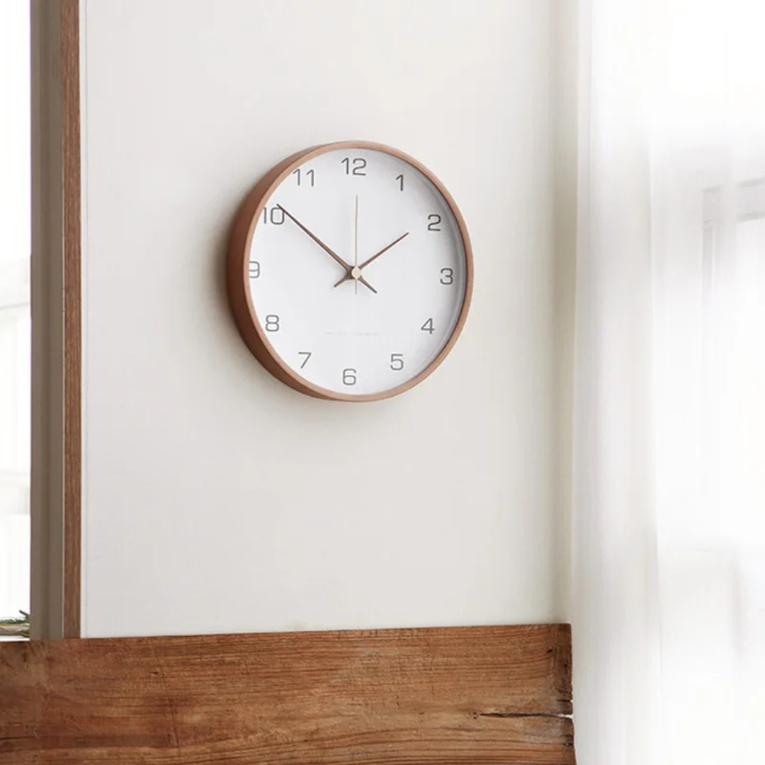 Wooden Nordic Wall Clock with Silent Sweep Movement | Veralin
