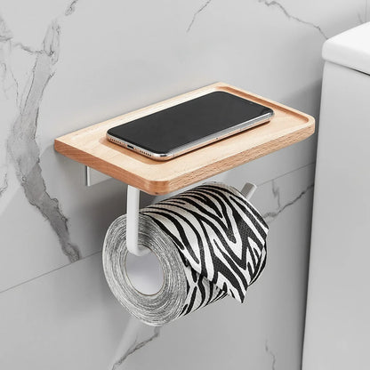 Wooden Shelf Toilet Paper Holder for Bathroom