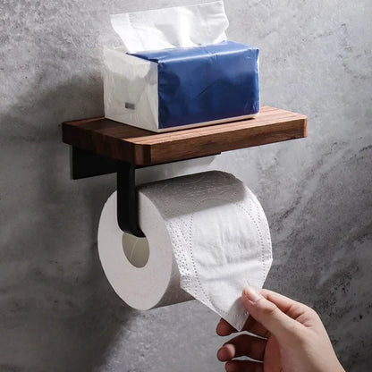 Wooden Shelf Toilet Paper Holder for Bathroom