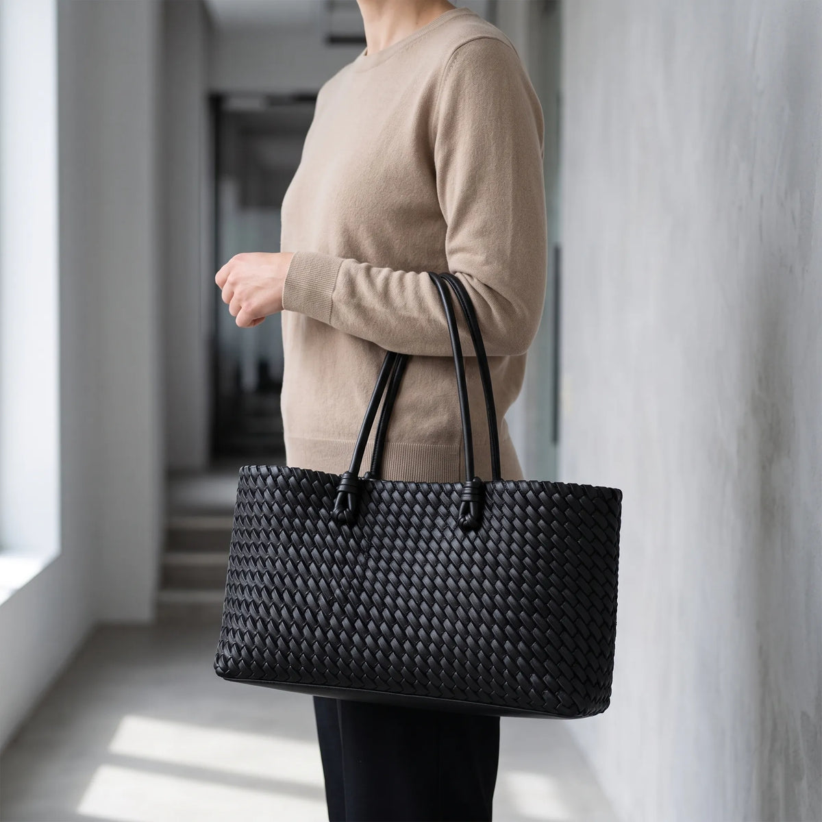 Woven Satchel Tote Bag