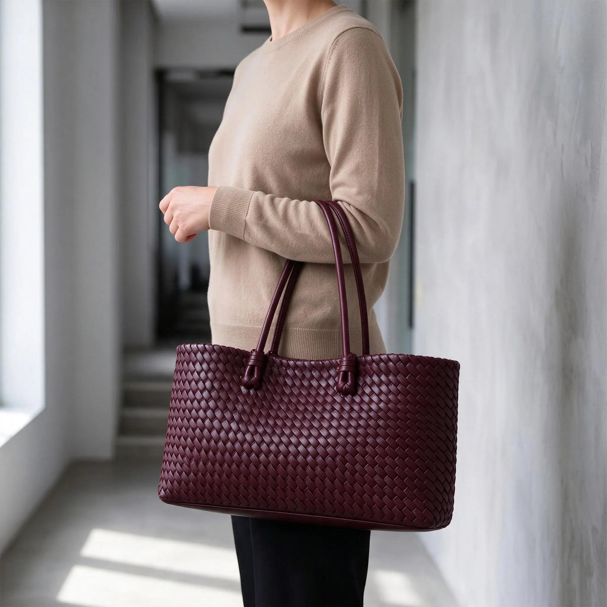 Woven Satchel Tote Bag