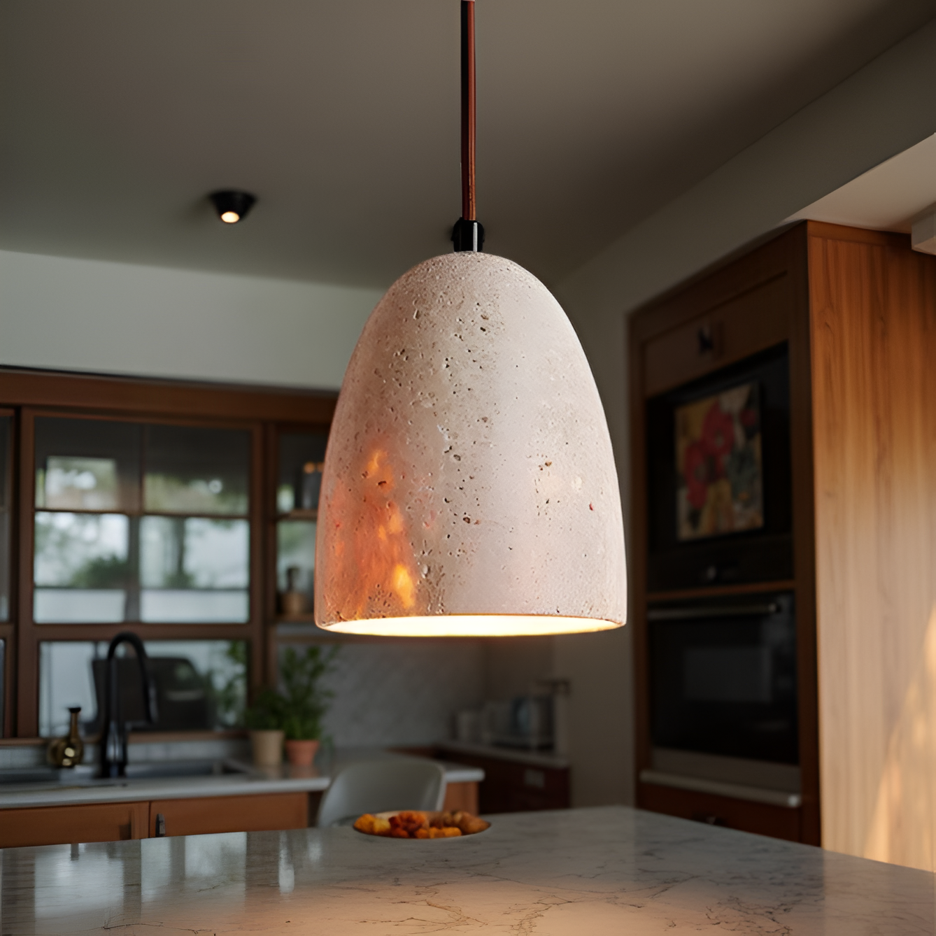 Yellow Travertine Retro Bell Pendant Light | Lareda
