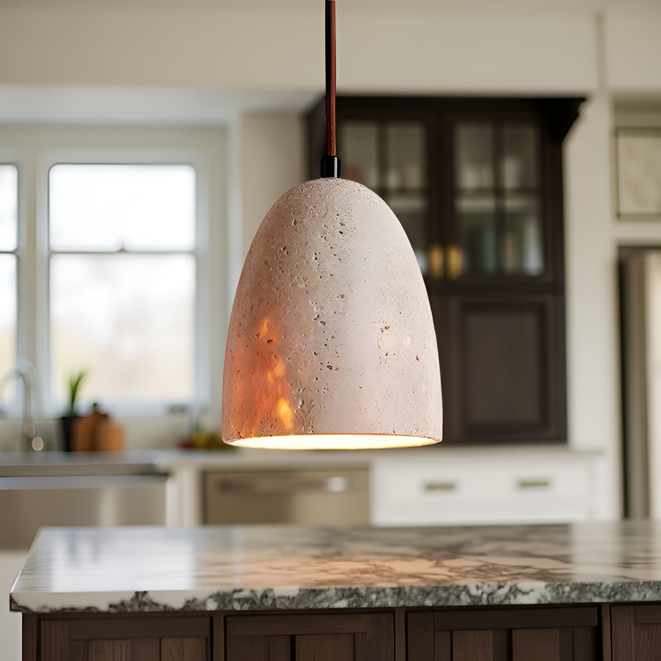 Yellow Travertine Retro Bell Pendant Light | Lareda