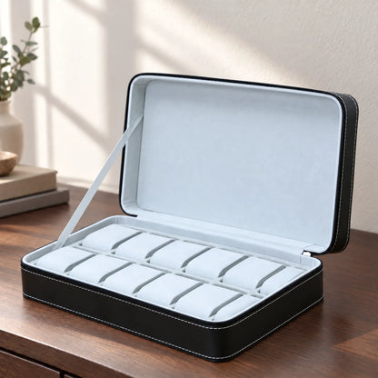 Zippered Watch Storage Case with Removable Cushions