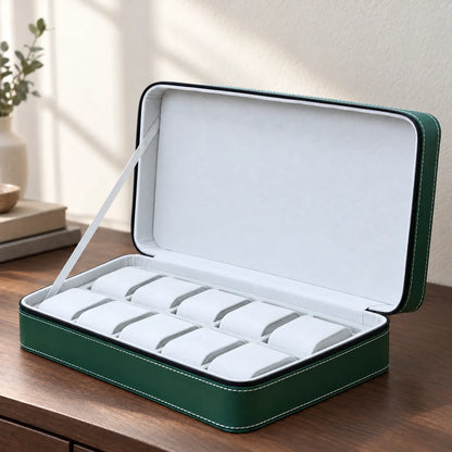 Zippered Watch Storage Case with Removable Cushions