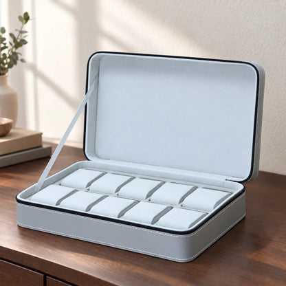 Zippered Watch Storage Case with Removable Cushions
