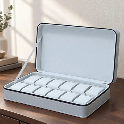 Zippered Watch Storage Case with Removable Cushions