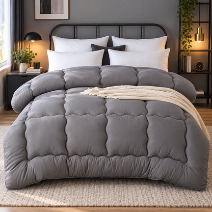 Winter Weight Quilted Comforter with Thick Insulated Filling