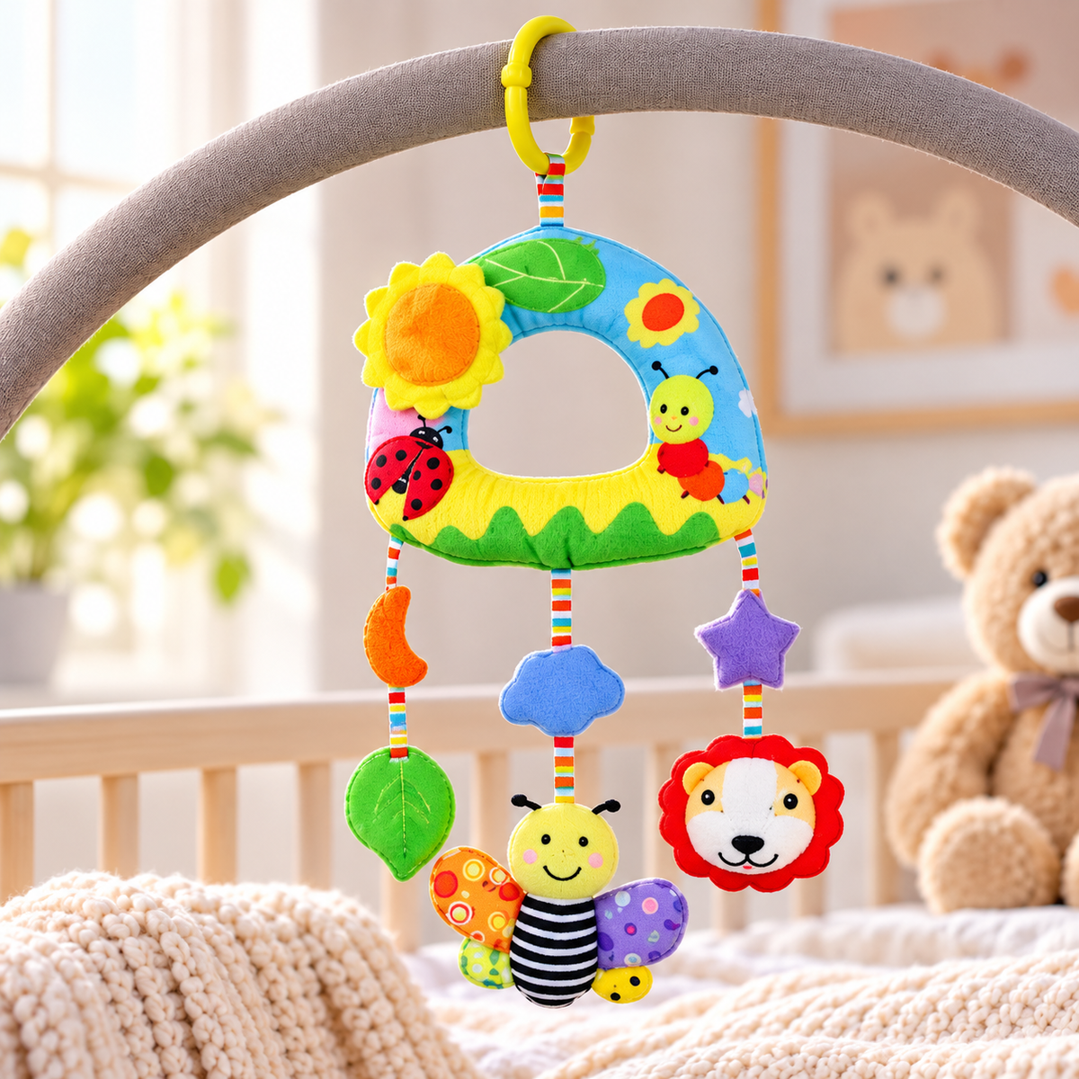 Hanging Baby Stroller Toy with Soft Animal Figures