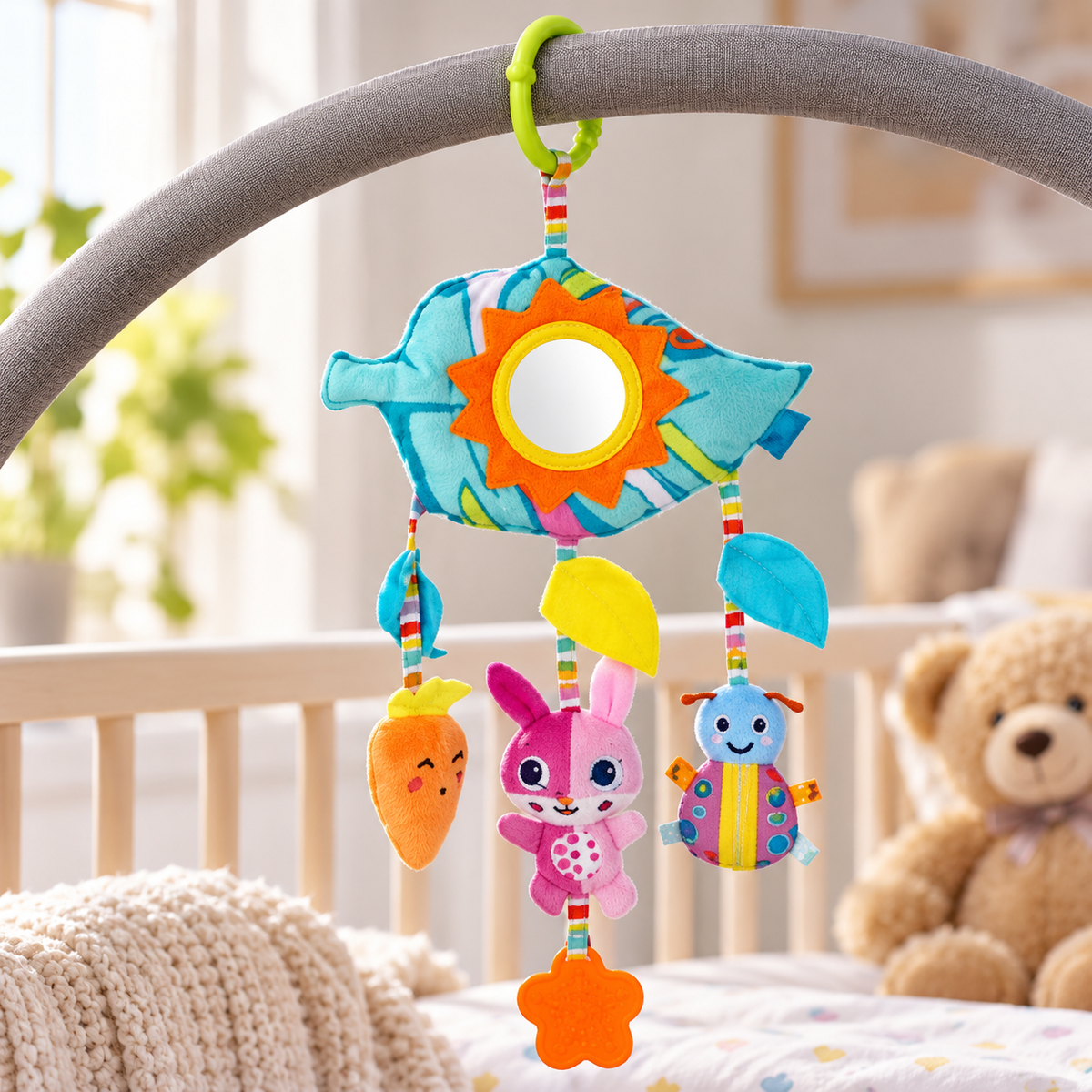 Hanging Baby Stroller Toy with Soft Animal Figures